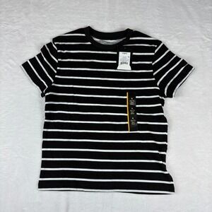 Art Class Shirt Boys S(6/7) Black Cotton Striped Short Sleeve Crew Neck Pullover